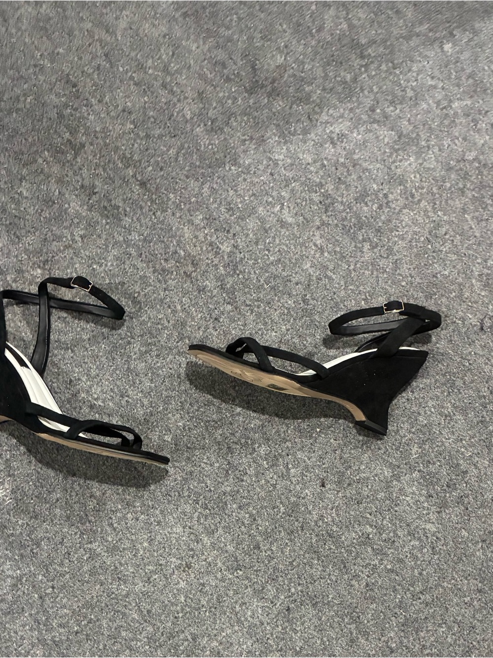 Franco Sarto NWOT  Women's Black Strappy Wedge Sandals